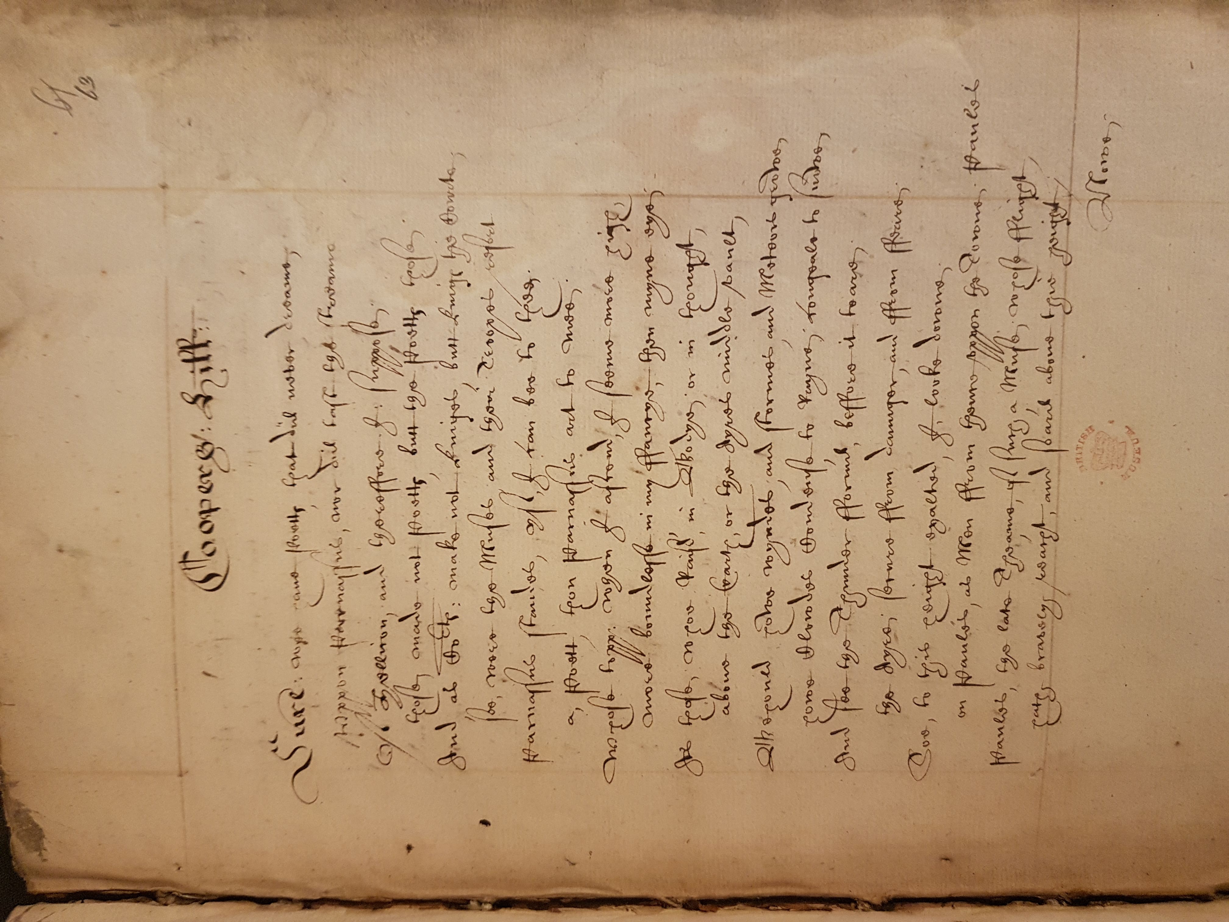 a manuscript page of coopers hill